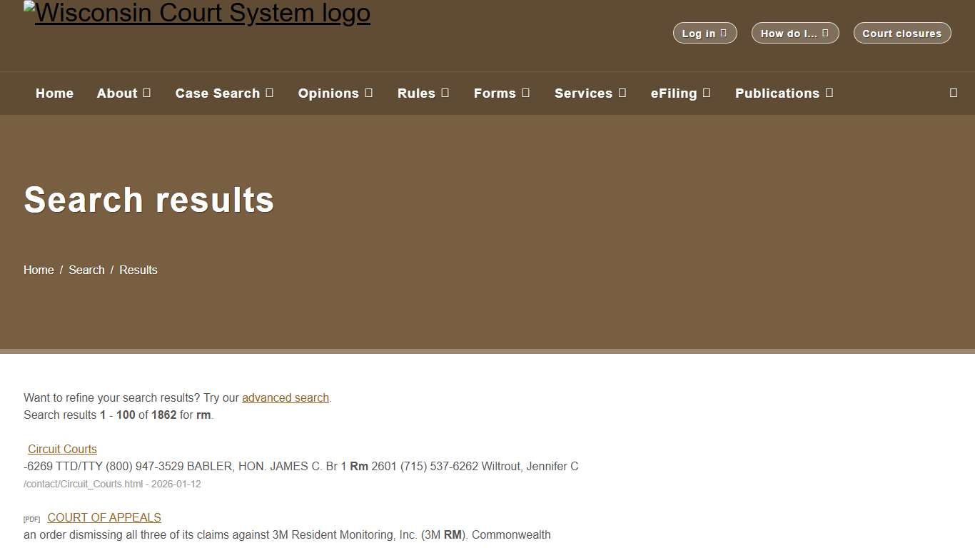 Wisconsin Court System - Search
